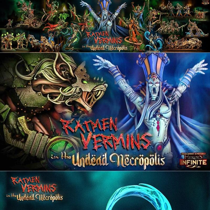 英雄无限——尸虫在死城中的崛起 3D打印模型|Heroes Infinite – Ratmen Vermins in the Undead Necropolis July 2024 – 3D Print Model STL