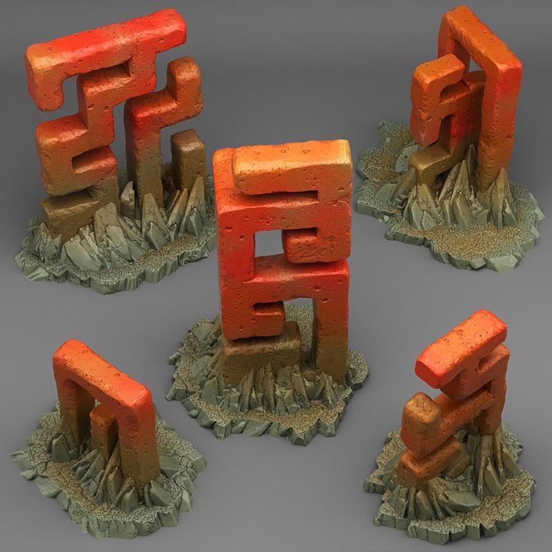 神秘外星石刻铭文——3D打印模型STL|Mysterious Alien Stones Glyphs – Inscription – Rock – Terrain – 3D Print Model STL