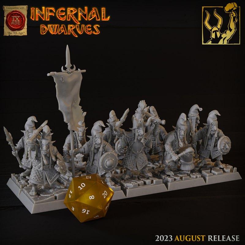 钛 Forge迷你模型 - 炼狱矮人 3D打印模型|Titan Forge Miniatures – Infernal Dwarves – 3D Print Model STL