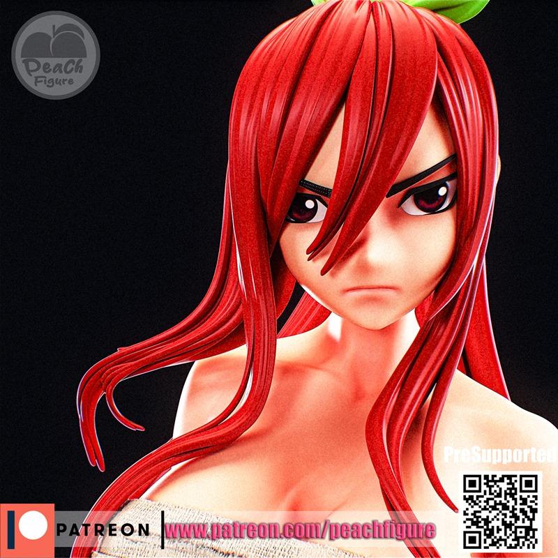 桃形身材——艾尔莎· Scarlet——3D打印模型|Peach Figure – Erza Scarlet – 3D Print Model STL