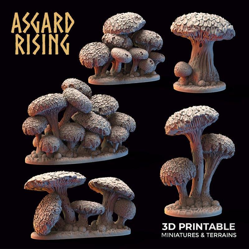 蘑菇森林3D打印模型集|Amanita Fungi Forest Set – 3D Print Model STL