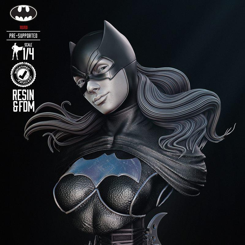B3DSERK - 蝙蝠女孩雕塑模型 - 3D打印作品|B3DSERK – Batgirl Portrait Bust – 3D Print Model STL