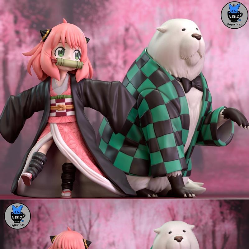 恶魔猎人3D打印模型：安雅与邦德 x 《鬼灭之刃》角色收藏|Neko Figurines – Anya and Bond x Demon Slayer – 3D Print Model STL