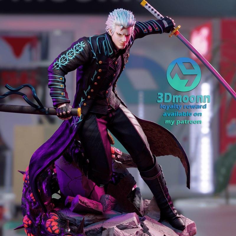 3D打印模型： Devil May Cry 5 维吉尔角色造型|3Dmoonn – Vergil – Devil may cry 5 – 3D Print Model STL