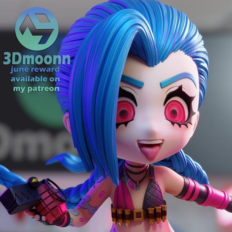3D打印模型：Jinx 可爱萌系小角色|3Dmoonn – Jinx Chibi – 3D Print Model STL