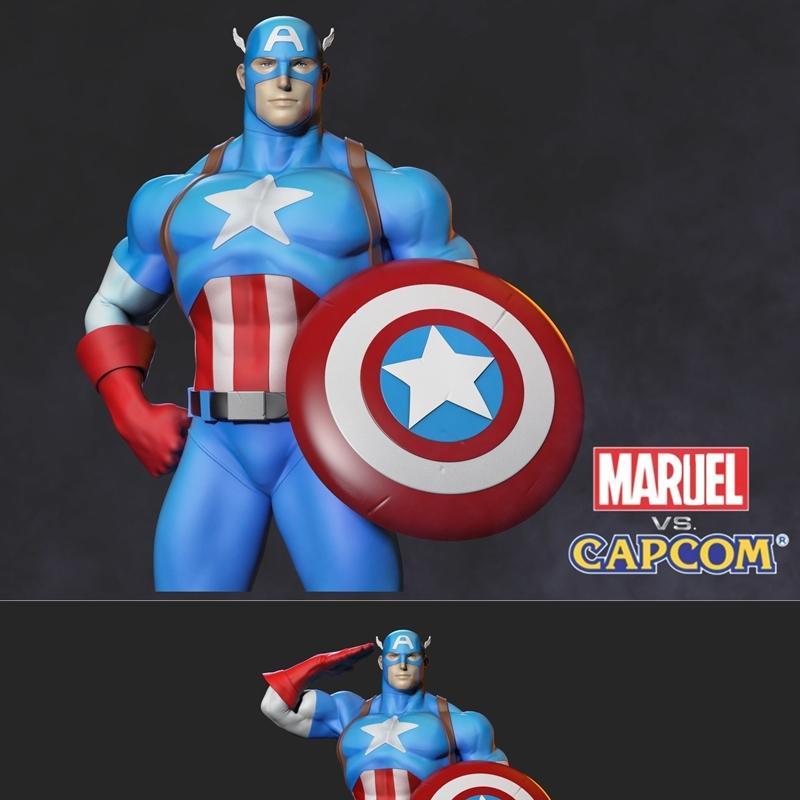 漫威 vs 复仇者联盟 - 美国队长 3D打印模型|Marvel vs Capom Capitan America – 3D Print Model STL