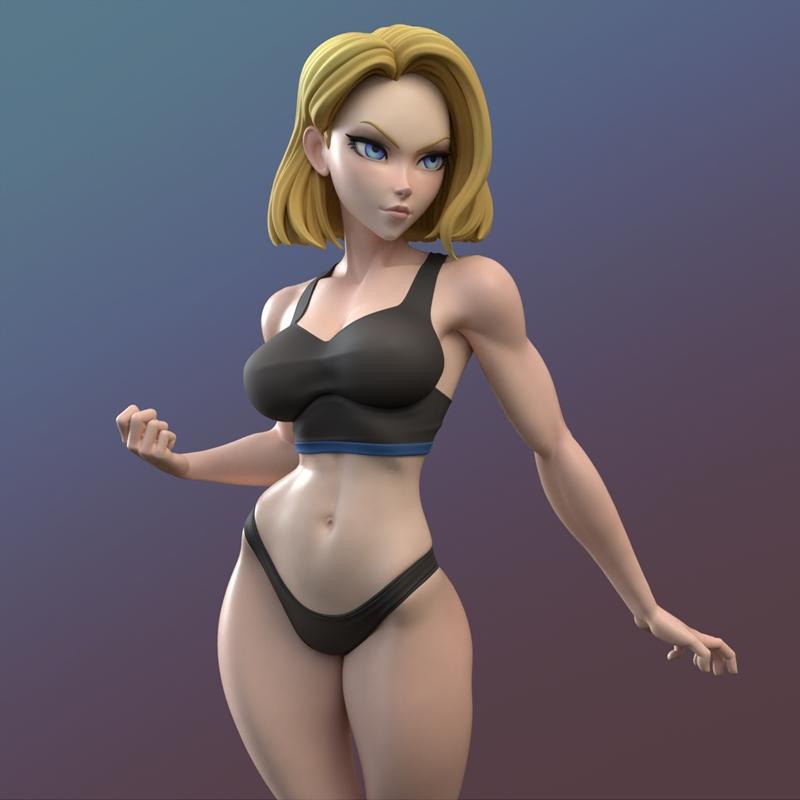 DiNamuuu3D - 《龙珠》Android 18 3D打印模型|DiNamuuu3D – Android 18 – 3D Print Model STL