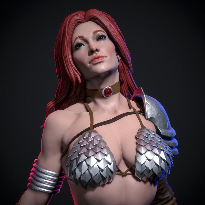 红Sonja 3D打印模型|Red Sonja – 3D Print Model