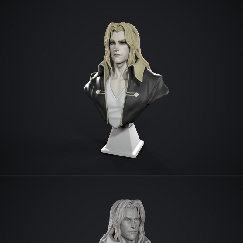 Castlevania 阿尔卡德 3D打印模型|Castlevania – Alucard Bust – 3D Print Model STL