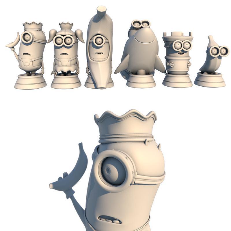 迷你人棋盘套装 - 3D打印模型|Minions Chess Set – 3D Print Model
