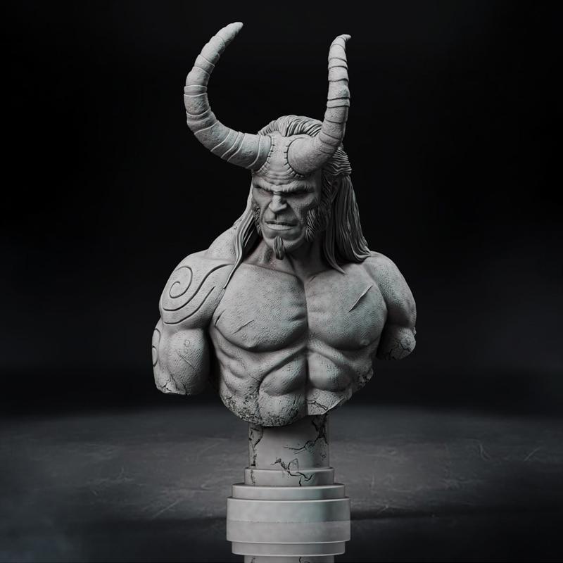 地狱男爵 3D打印模型|Hellboy bust – 3D Print Model STL