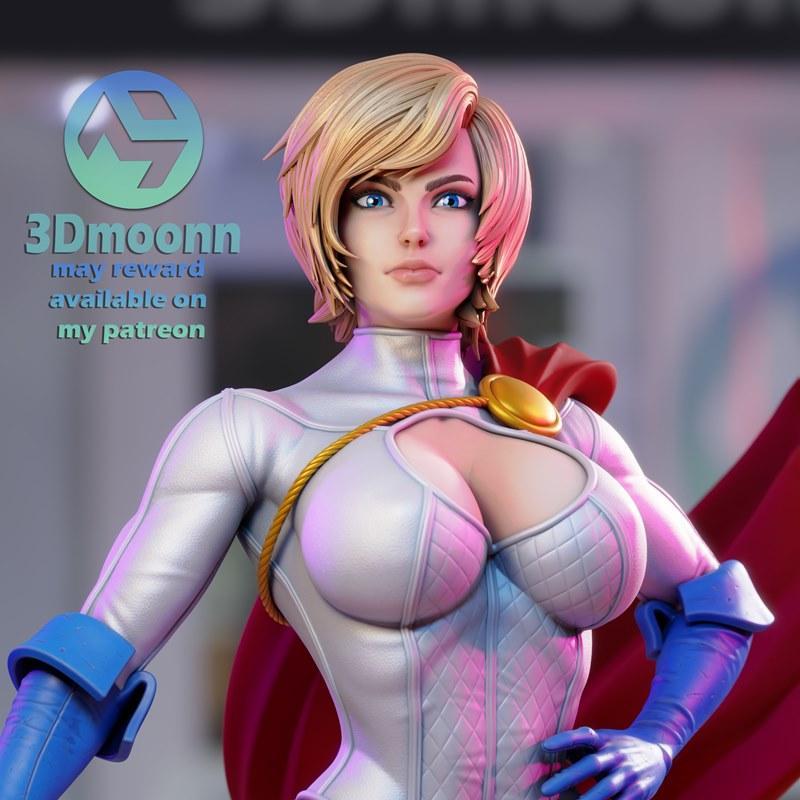 3D打印模型：Power Girl角色造型|3Dmoonn – Power Girl – 3D Print Model STL