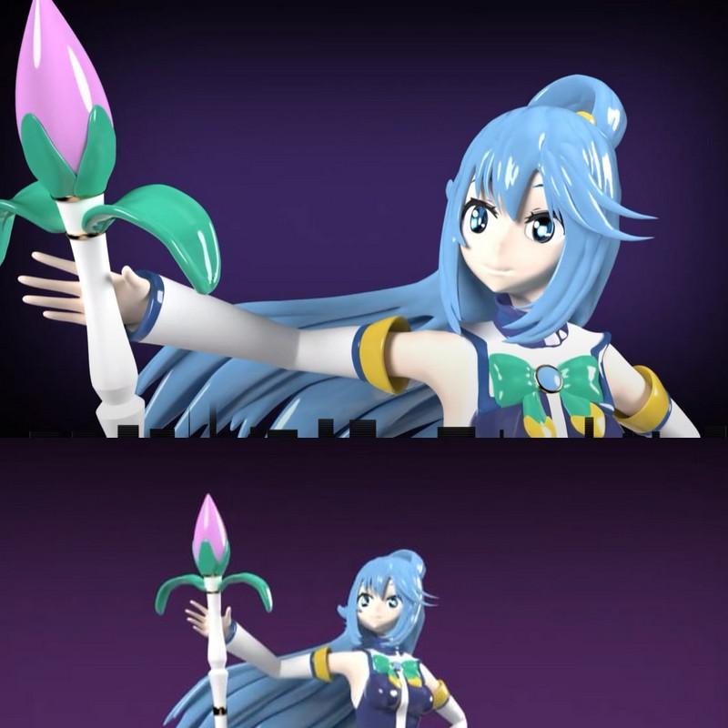 Aqua的3D打印模型——来自《Konosuba》的角色造型|Aqua – Konosuba – 3D Print Model