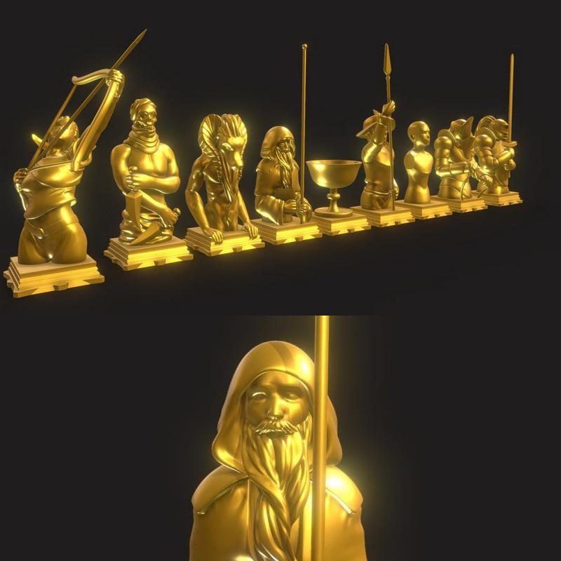Fate/零境 9类棋盘 3D打印模型|Fatezero – 9 Classes Chess Set – 3D Print Model
