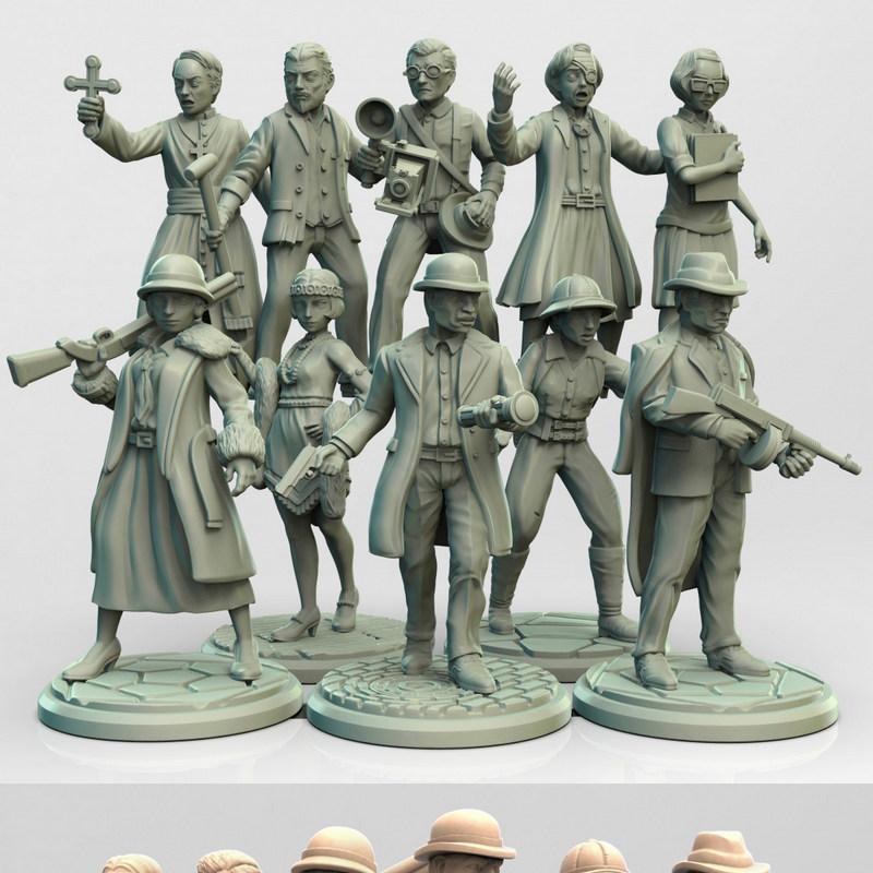 诺斯莫尔调查员——3D打印模型|Innsmouth Investigators – Investigators – 3D Print Model