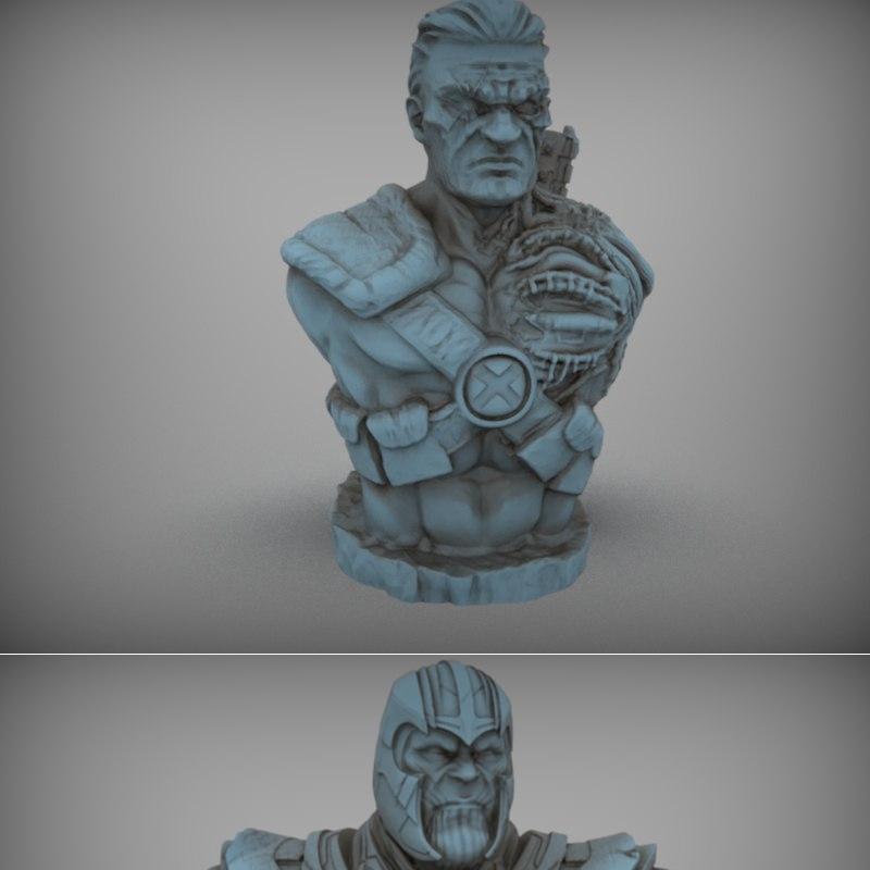 电缆与灭霸与灭霸——手持魔戒——3D打印模型|Cable and Thanos and Thanos – With Gauntlet – 3D Print Model STL