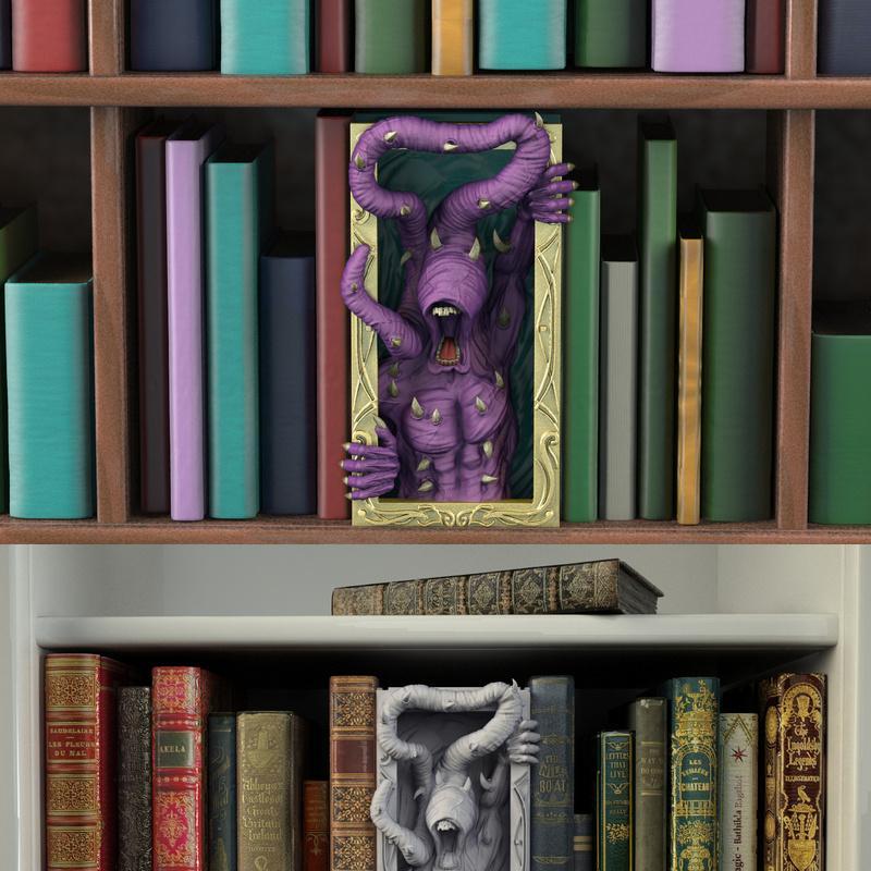 洛夫克拉夫特书页——3D打印模型|Lovecraft Bookend – 3D Print Model