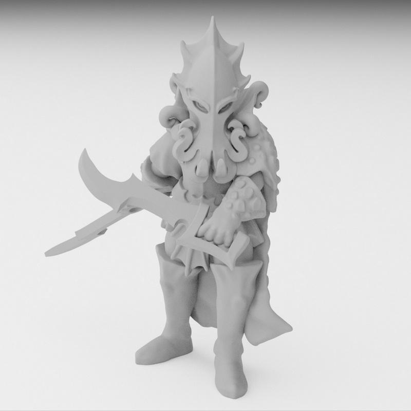 暗精灵kraken驯兽师3D打印模型|Dark Elf Kraken Tamer Miniature – 3D Print Model