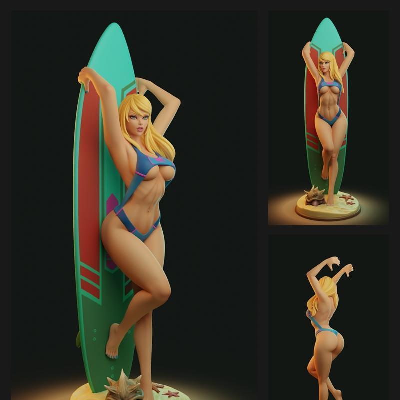 Texelion 桃花妹 3D打印模型|Texelion – Samus Surf Girl – 3D Print Model STL