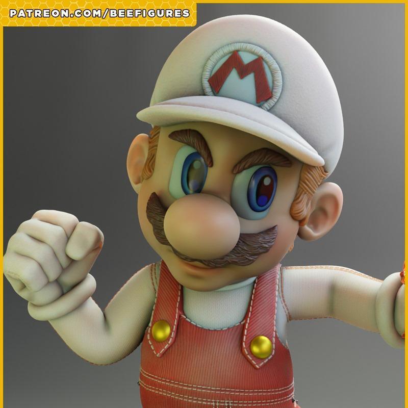 蜂巢造型 - 火焰马里奥 - 3D打印模型|Bee Figures – Fire Mario – 3D Print Model STL