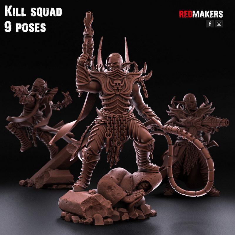 暗黑精灵杀戮小队 3D打印模型|Kill Squad Dark Elves – 3D Print Model