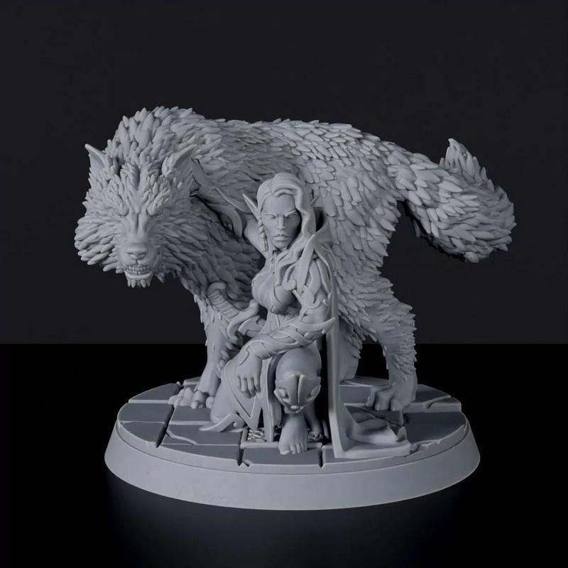木精灵系列：猎手与狼王 3D打印模型|Wood Elves – Huntress and the Wolf Leader – 3D Print Model