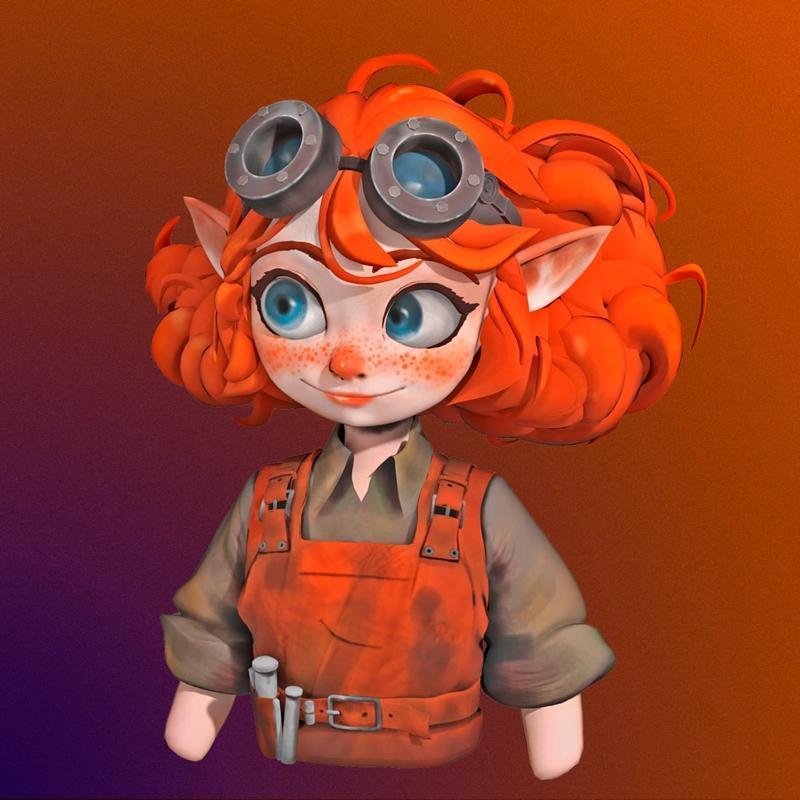 红发女孩 3D打印模型|Red Haired Girl – 3D Print Model STL