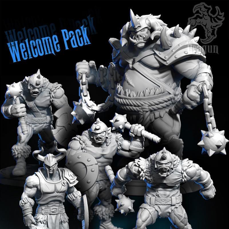 Dragun Studios出品：兽人领主套装 3D打印模型|Dragun Studios – Orc Leader Pack (Welcome Pack) – 3D Print Model STL