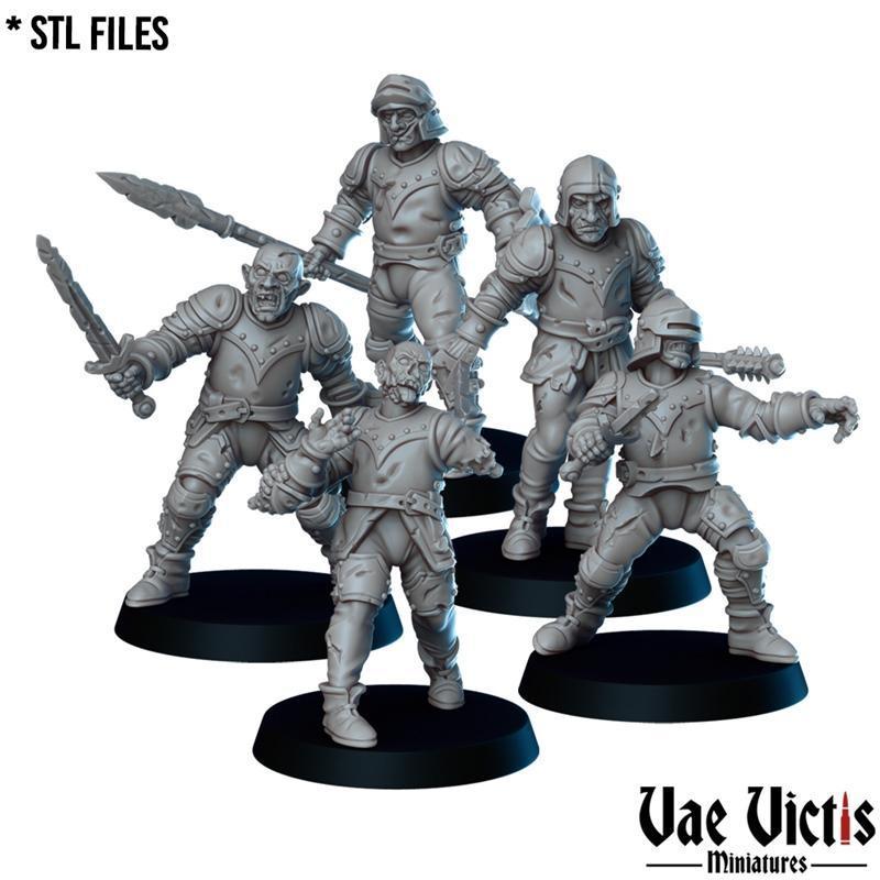 瓦尔维斯迷你模型-亡灵守卫套装-3D打印模型|Vae Victis Miniatures – Undead Guard Pack – 3D Print Model STL
