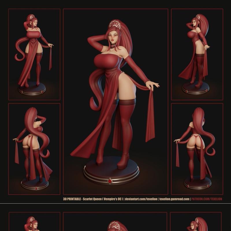 Texelion 3D打印模型：Scarlet Queen角色雕塑 STL文件|Texelion – Scarlet Queen – 3D Print Model STL