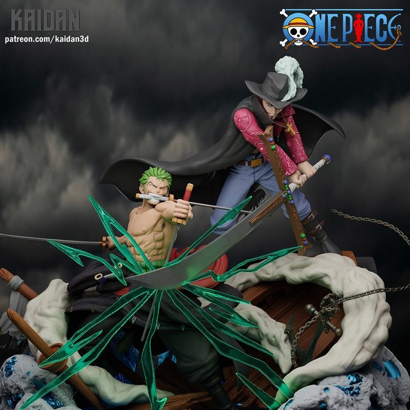 三渲二风格Zoro vs Mihawk 3D打印模型|Kaidan – Zoro vs Mihawk – 3D Print Model STL