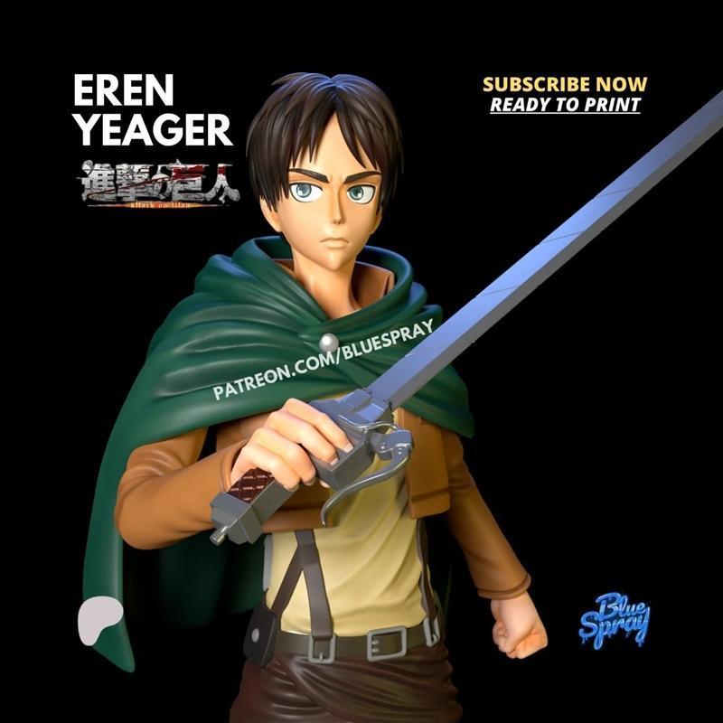 蓝雾喷洒——艾伦·耶格尔——3D打印模型|Blue Spray – Eren Yeager – 3D Print Model STL