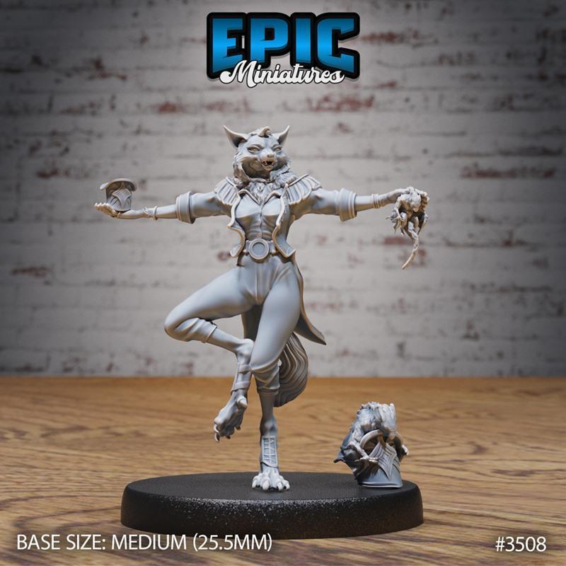 猫族魔法师问候与马戏团奇美拉——3D打印模型|Epic Miniatures – Cat Folk Magician Greetings and Circus Chimera – 3D Print Model STL