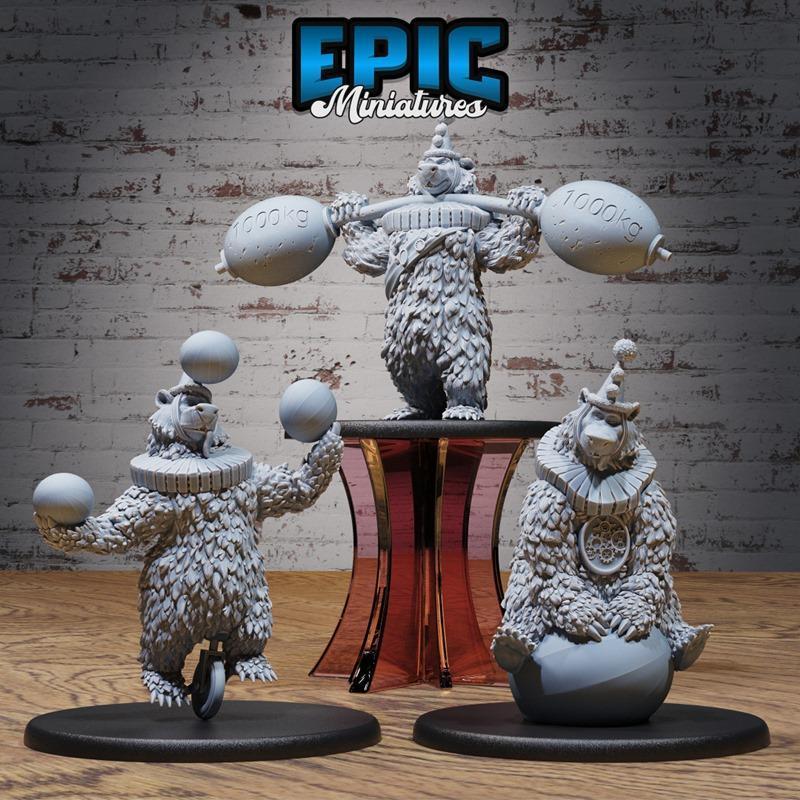 迷你动漫熊角色3D打印模型集|Epic Miniatures – Circus Bear Set – 3D Print Model STL