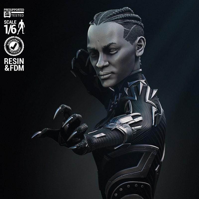 黑豹谢里3D打印模型|WICKED – Black Panther Shuri Sculpture – 3D Print Model STL