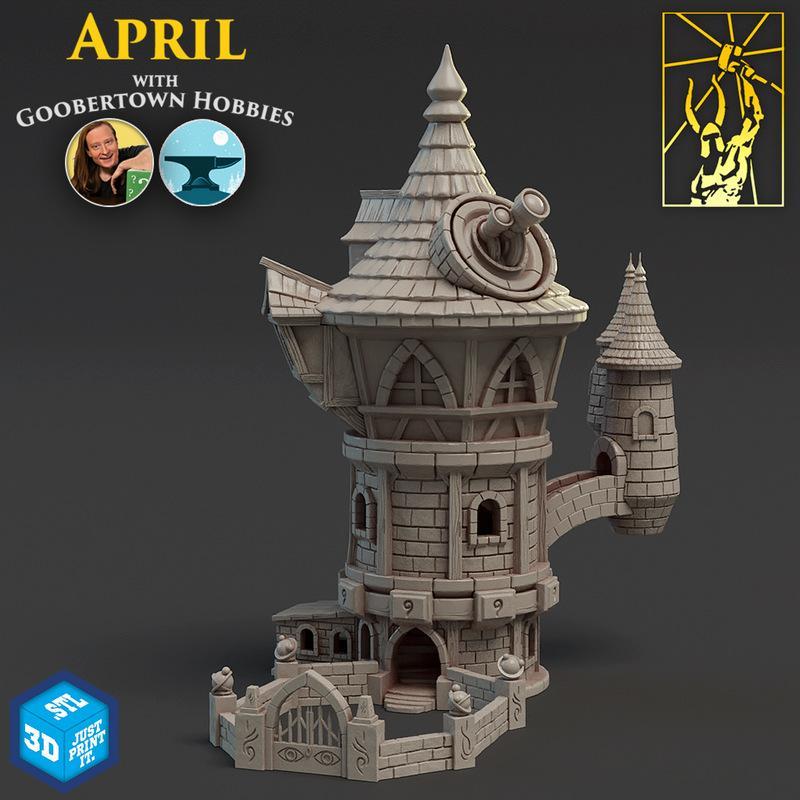 魔法战士与咒语之刃：魔法塔地形与基地 3D打印模型|Battlemages and Spellblades Mage Tower Terrain and Bases – 3D Print Model