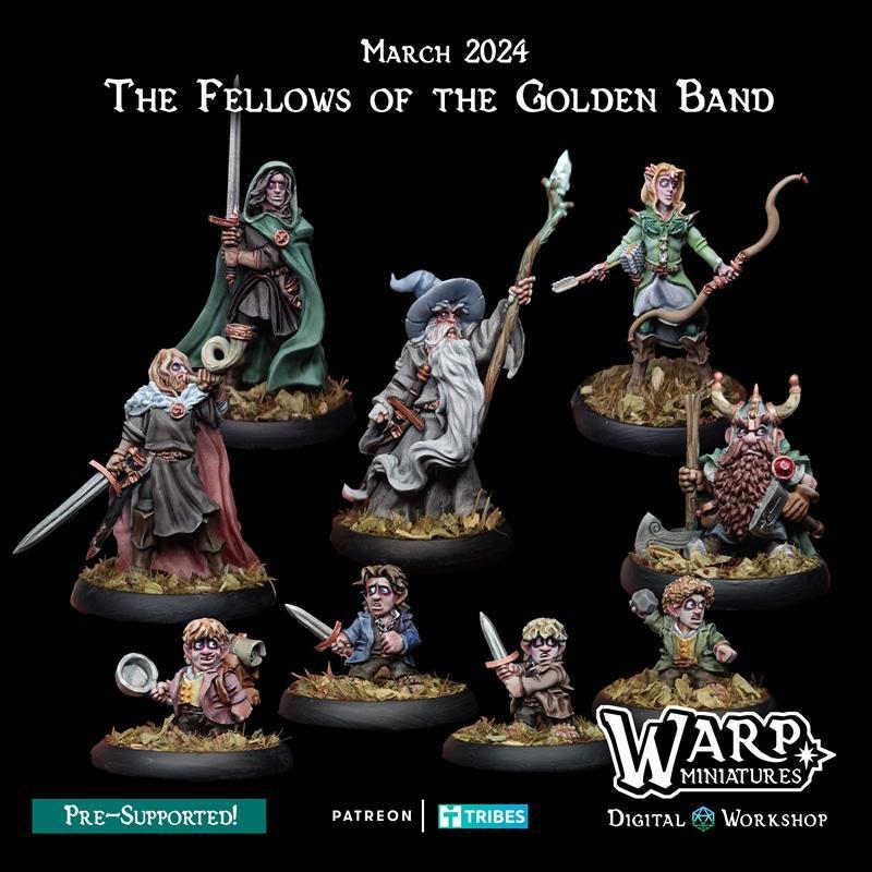 黄金之戒的追随者——3D打印模型|Warp Miniatures – Fellows of the Golden Band March 2024 – 3D Print Model STL