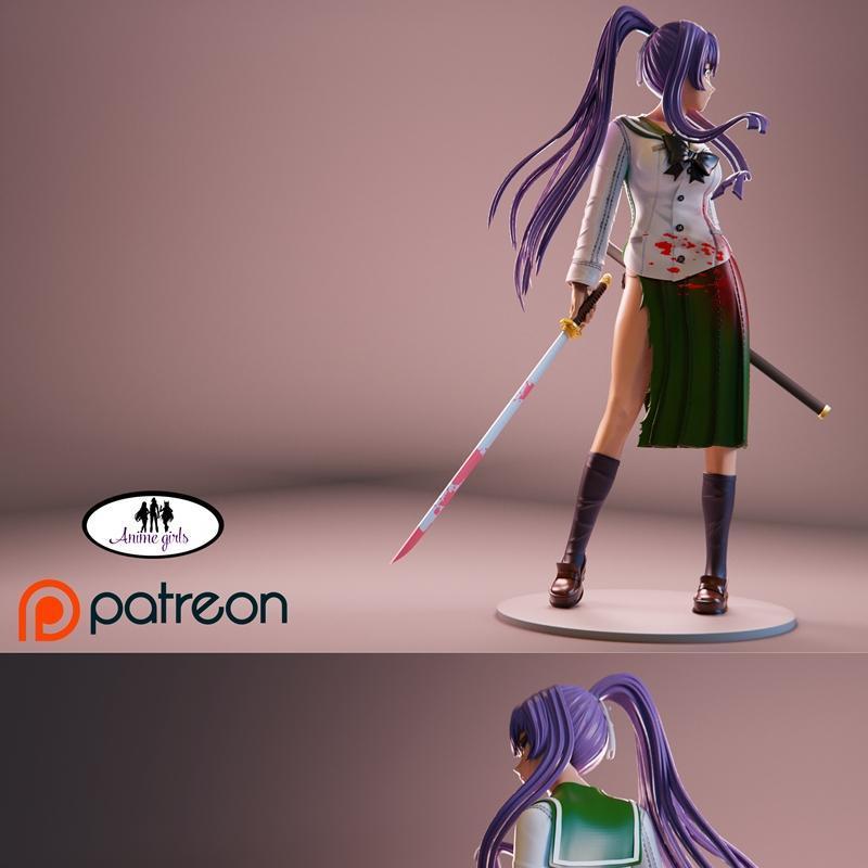 动漫角色萨可 3D打印模型|Anime Girls – Saeko – 3D Print Model STL