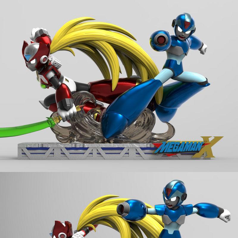 洛克人与零 3D打印模型|Megaman and Zero Diorama – 3D Print Model