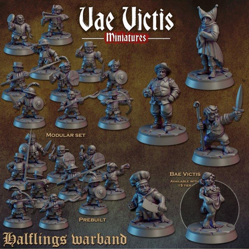 瓦尔维斯迷你模型 - 小人族战团 2024年 3D打印模型|Vae Victis Miniatures – Halfling Warband January 2024 – 3D Print Model STL