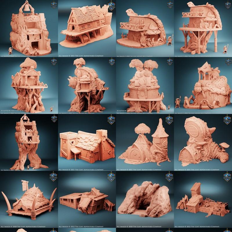 未charted土地：散落风景与地形3D打印模型|The Lost Adventures Company – Uncharted Lands – Scatter, Scenery, Terrain – 3D Print Model