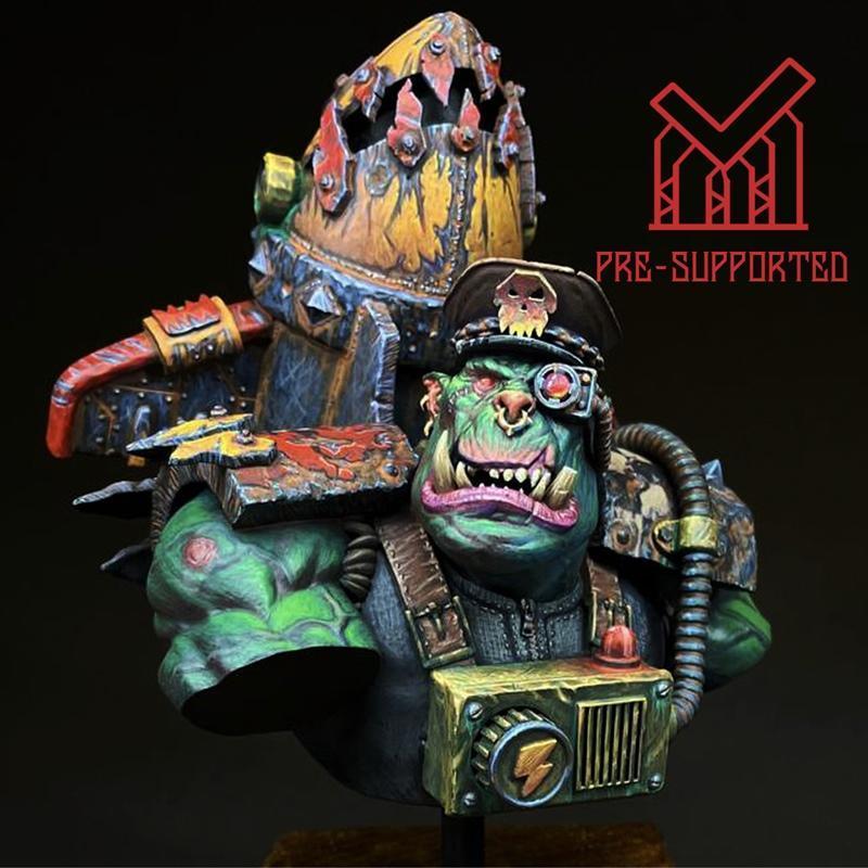 特斯拉狂暴迷你模型——Ork战 boss 风暴小子头像 3D打印模型|Tesla Berserk Miniatures – Ork Warboss Stormboyz Bust – 3D Print Model STL