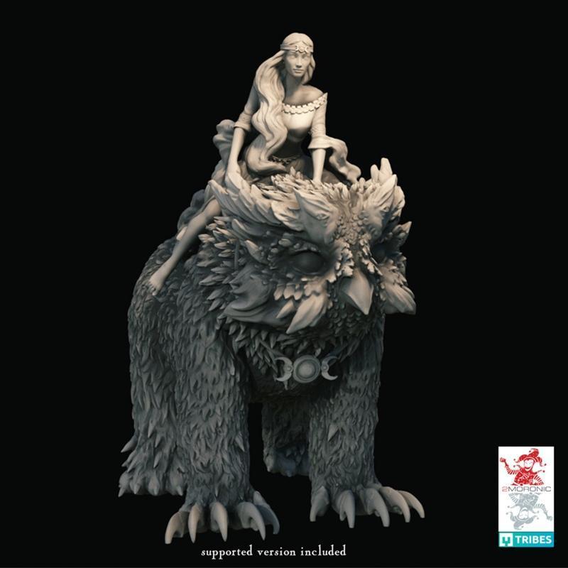 绿少女与猫头鹰熊——3D打印模型|The Green Maiden and the Owlbear – 3D Print Model STL
