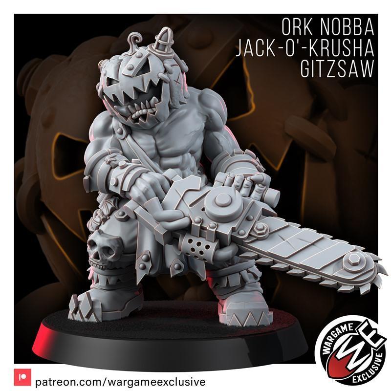 Ork诺巴杰克-奥克克鲁莎吉茨萨 3D打印模型|Ork Nobba Jack-o-Krusha Gitzsaw – 3D Print Model STL