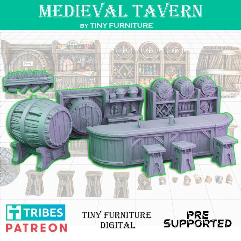 中世纪酒馆 - 3D打印模型|Medieval Tavern – 3D Print Model STL