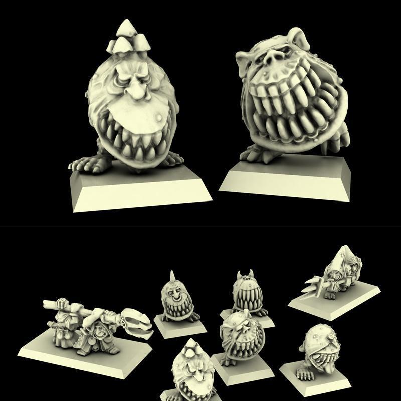 夜妖鬼族——猎手与蠕虫——凯夫·亚当斯199X款3D打印模型|Night Goblins – Hunters and Squigs – Kev Adams 199X – 3D Print Model STL