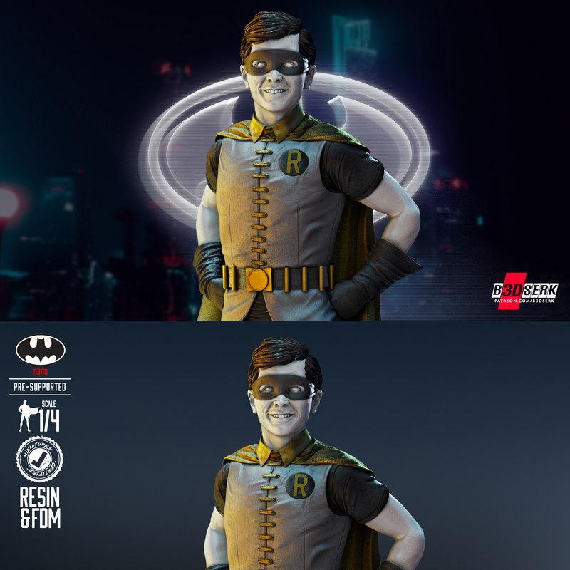 B3DSERK - 3D打印模型 - 罗宾雕像|B3DSERK – Robin Bust – 3D Print Model