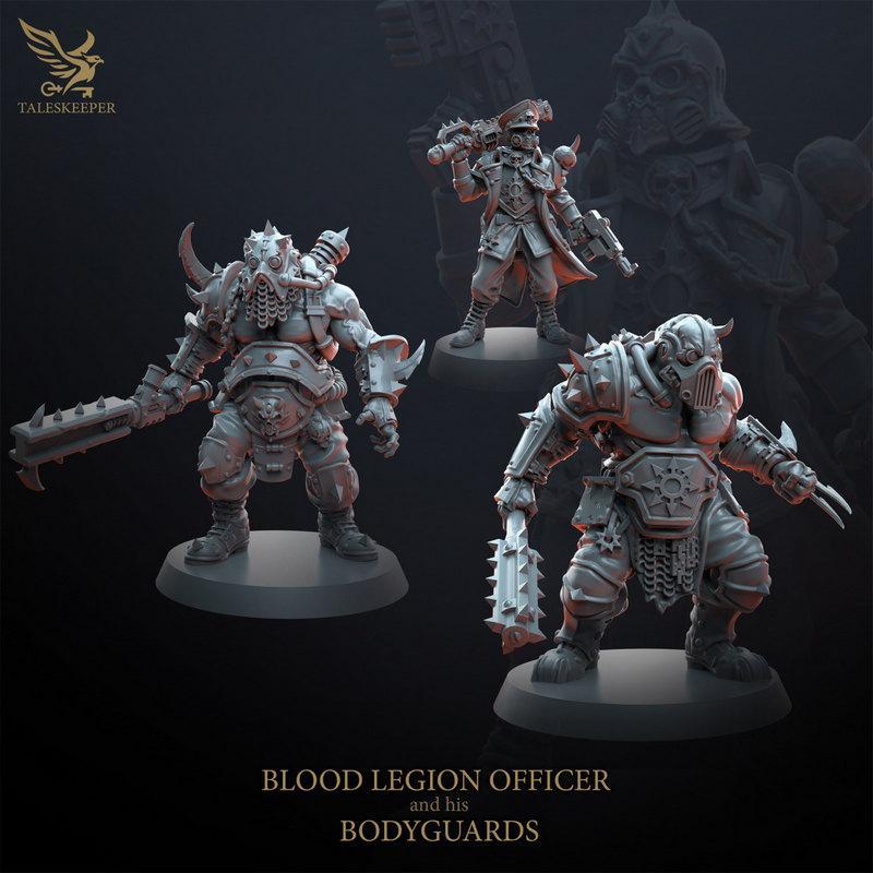 血色军团军官与他的护卫队——3D打印模型|Blood Legion Officer and His Bodyguards – 3D Print Model