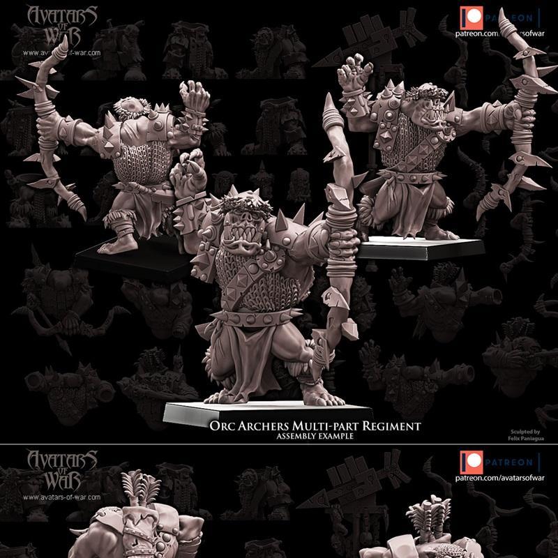 战争之魂——兽人弓箭手多部件军团 3D打印模型|Avatars of War – Orc Archers Multipart Regiment – 3D Print Model STL