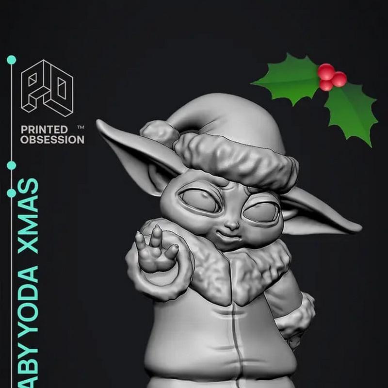 Baby Yoda圣诞主题3D打印模型|Baby Yoda Xmas – 3D Print Model